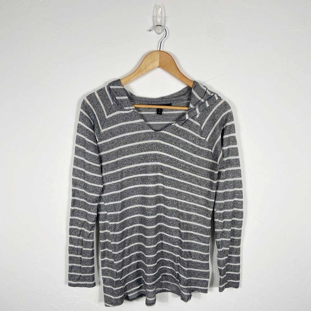 City Streets Gray and White Striped Hoodie‎